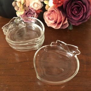 Clear Glass Peach Shaped Coasters MCM